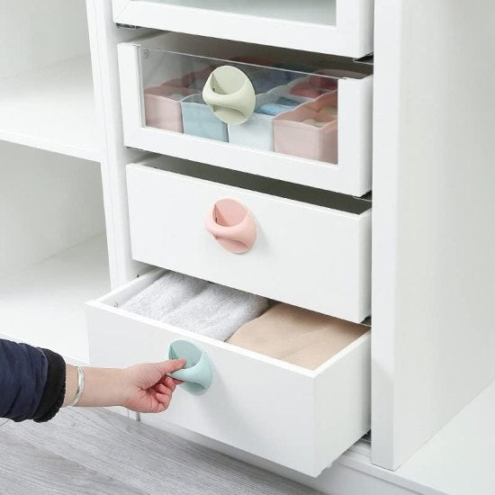 Self-Adhesive Peel & Stick Plastic Handles – Multi-Colour Pull Knob for Sliding Doors, Windows, Cabinets, Drawers & Cupboards(Pack of 4 Pcs) - Elneor Kitchen