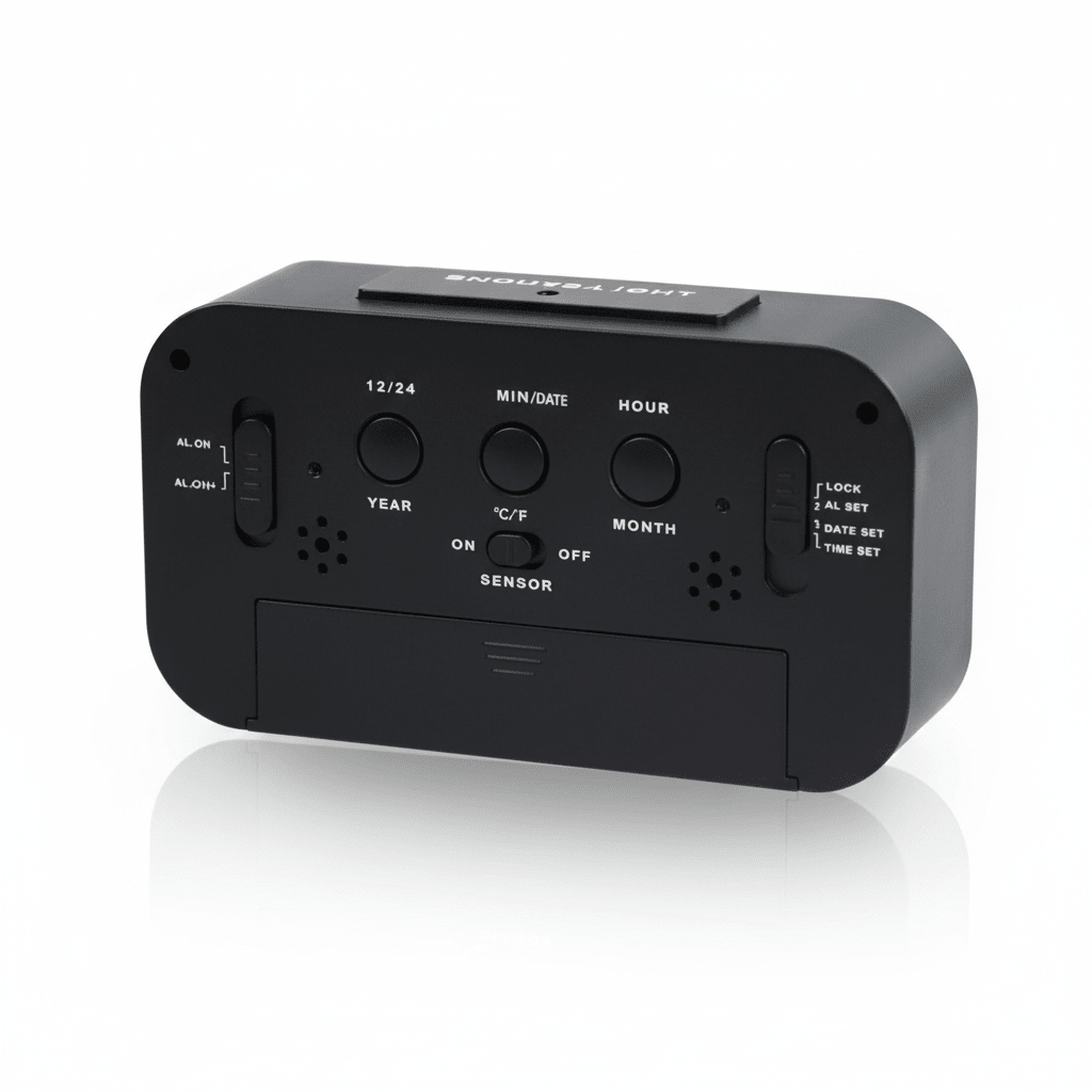 Smart Digital Alarm Clock - Large LCD Display with Temperature & Date - ELNEOR