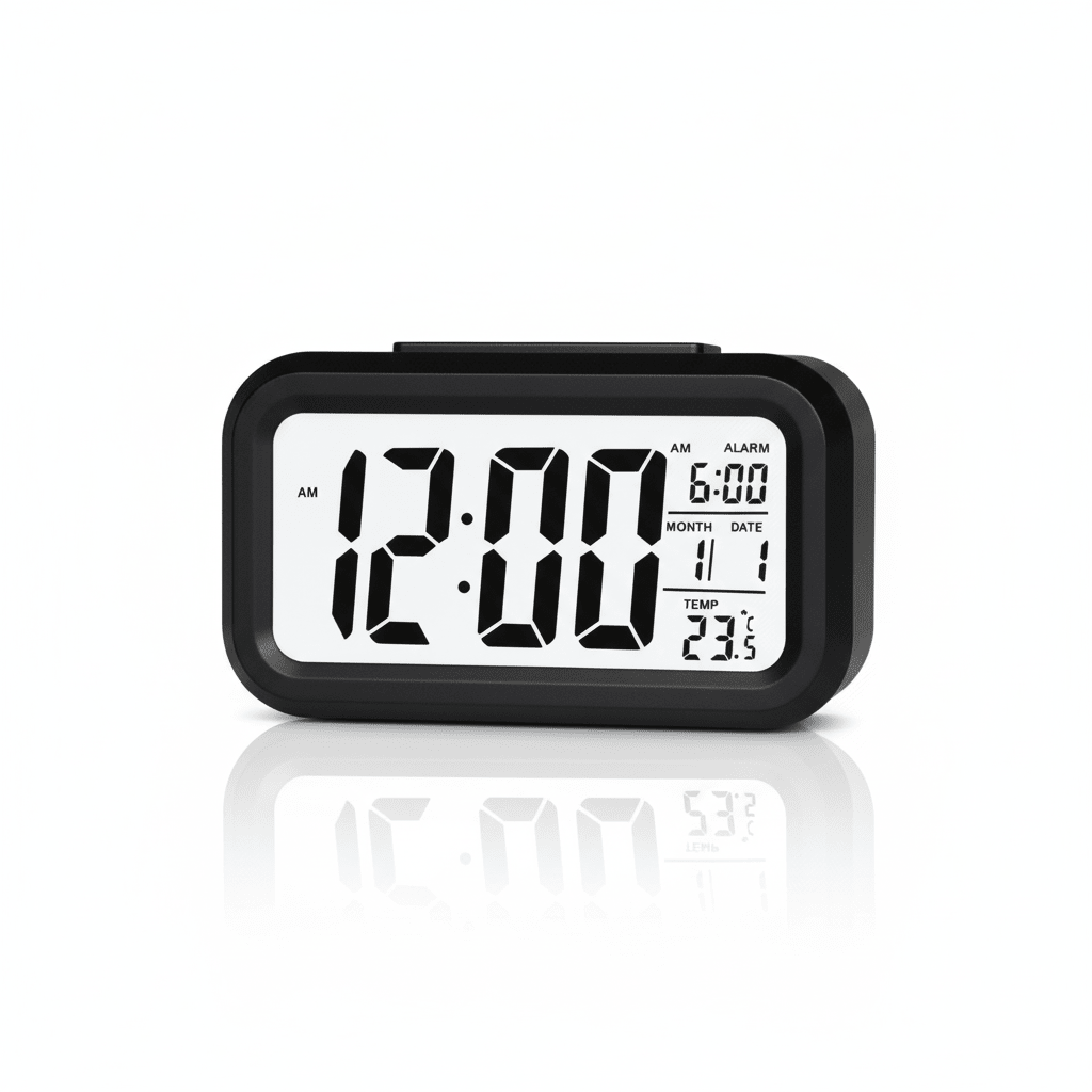 Smart Digital Alarm Clock - Large LCD Display with Temperature & Date - ELNEOR