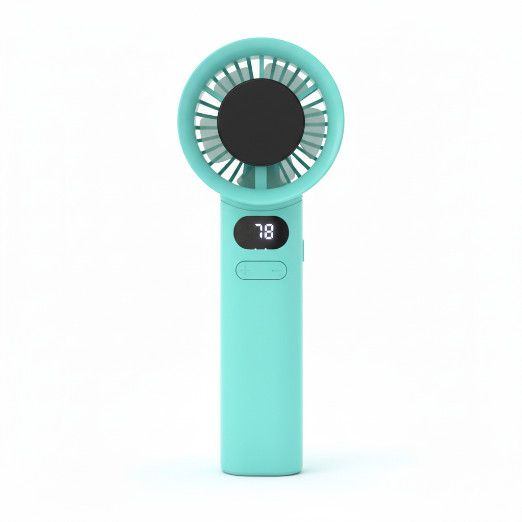 Teal Cyan LED Fan - Top-down View